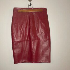 NWT Lulus Faux Leather Straight Pencil Skirt Burgandy Women's Size Medium